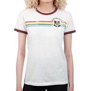 NWT Harry Potter Hogwarts Rainbow Stripe Ringer T-Shirt 2XL XXL